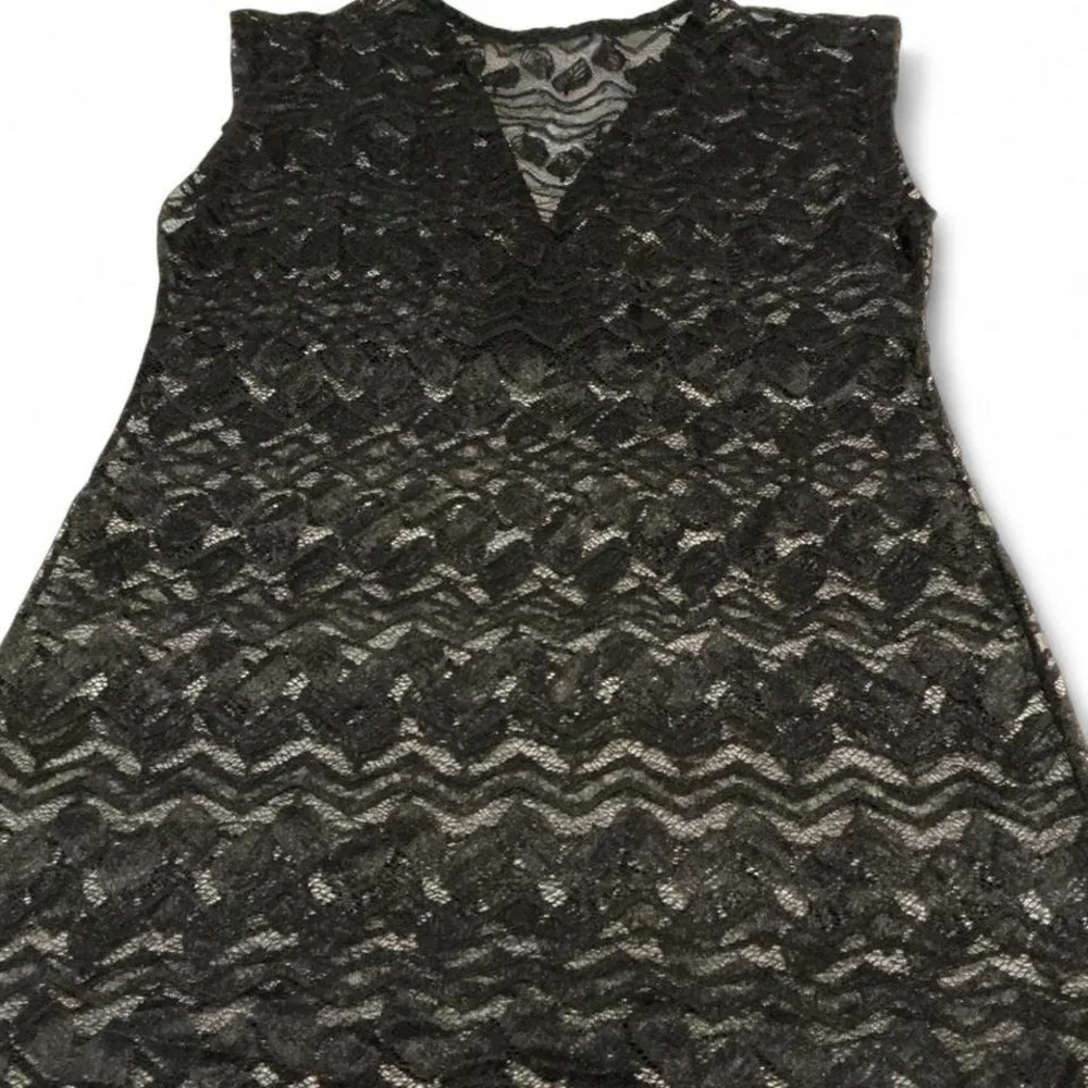 HOTOUCH Black Lace V Neck Sleeveless Swim Cover Up‎ Dress XS